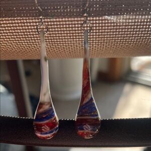 Nautical “Sea Swirl” Teardrop Handblown Glass Earrings